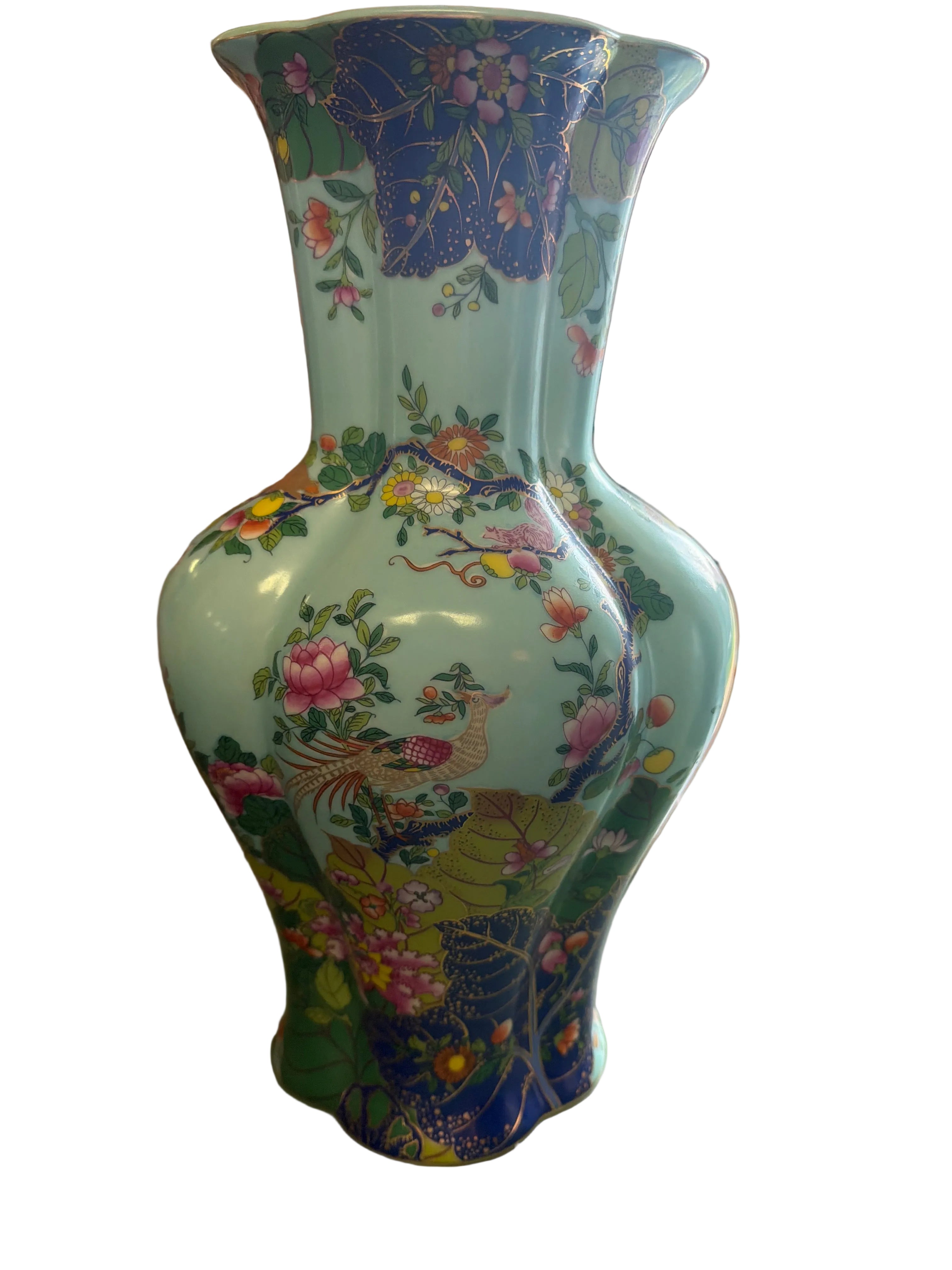 Turquoise Tobacco Leaf Mantle Vase