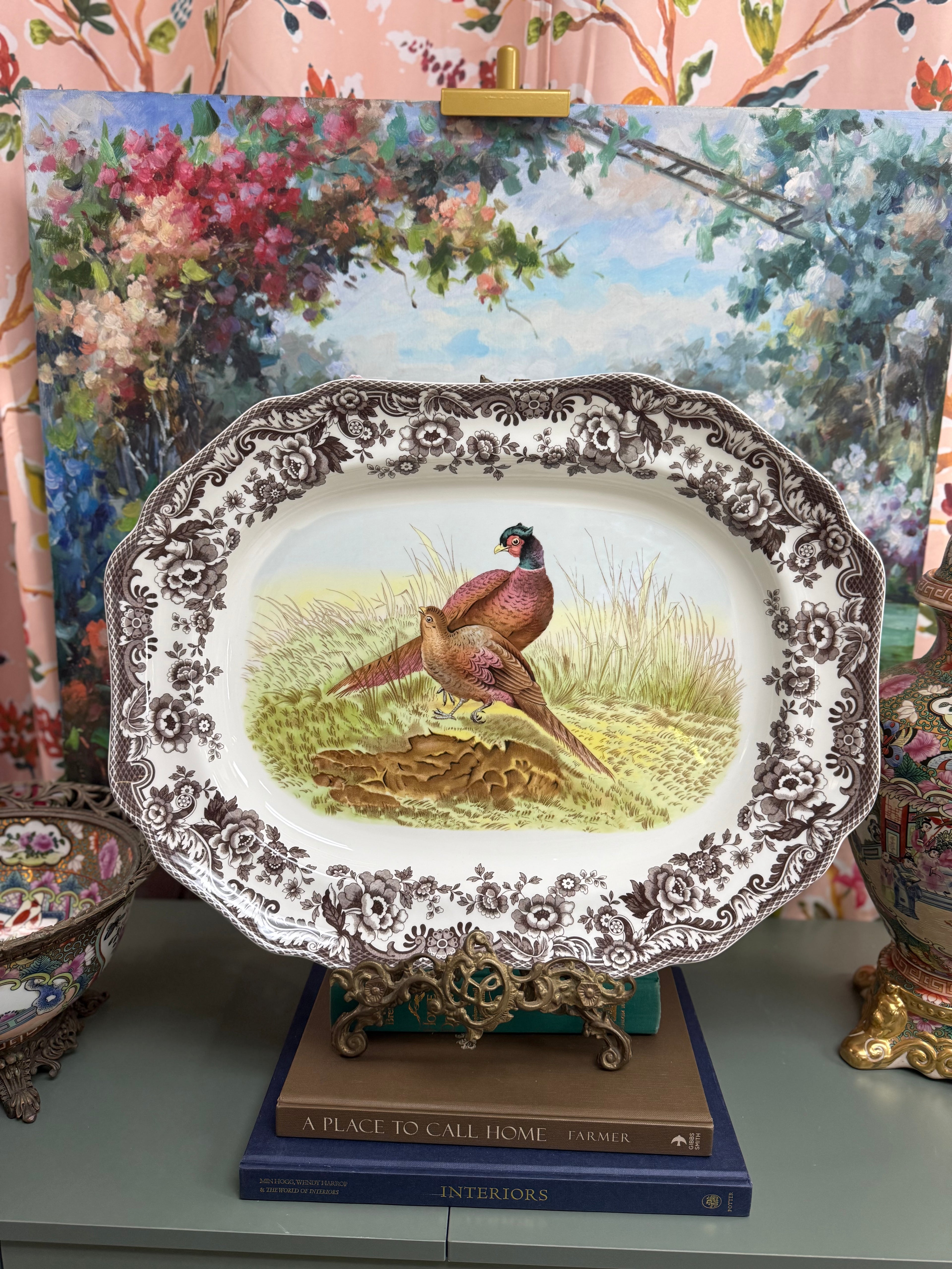 Large Spode Woodland Pheasant Tray
