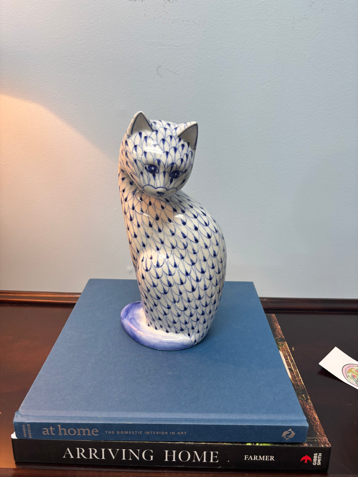 Large Blue and White Andrea by Sadek Fishnet Cat