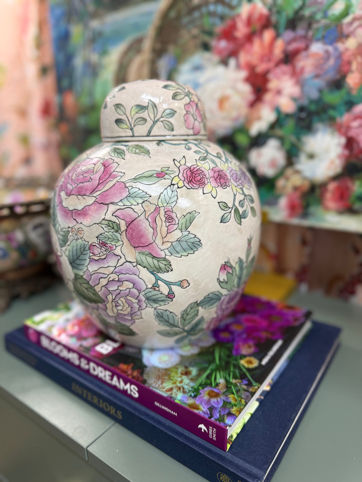 Pink Floral Ginger Jar