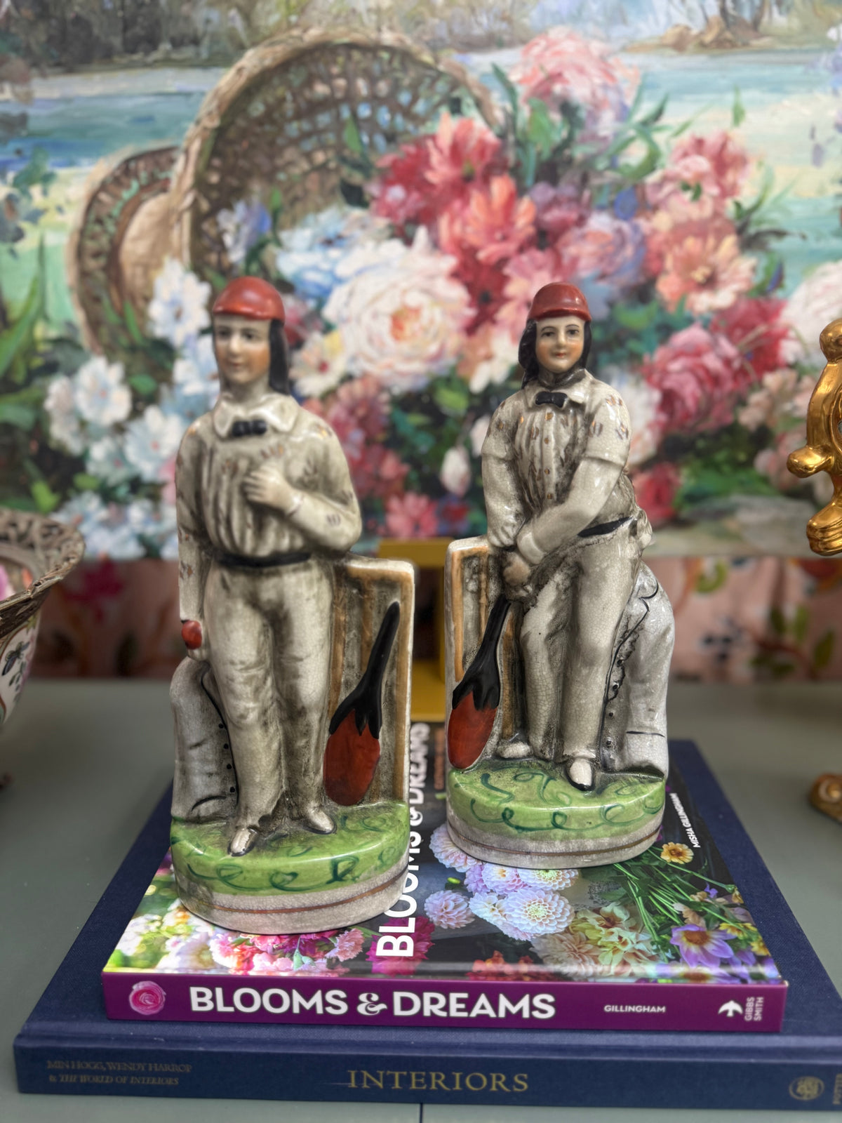 Pair of Staffordshire Cricket Figurines