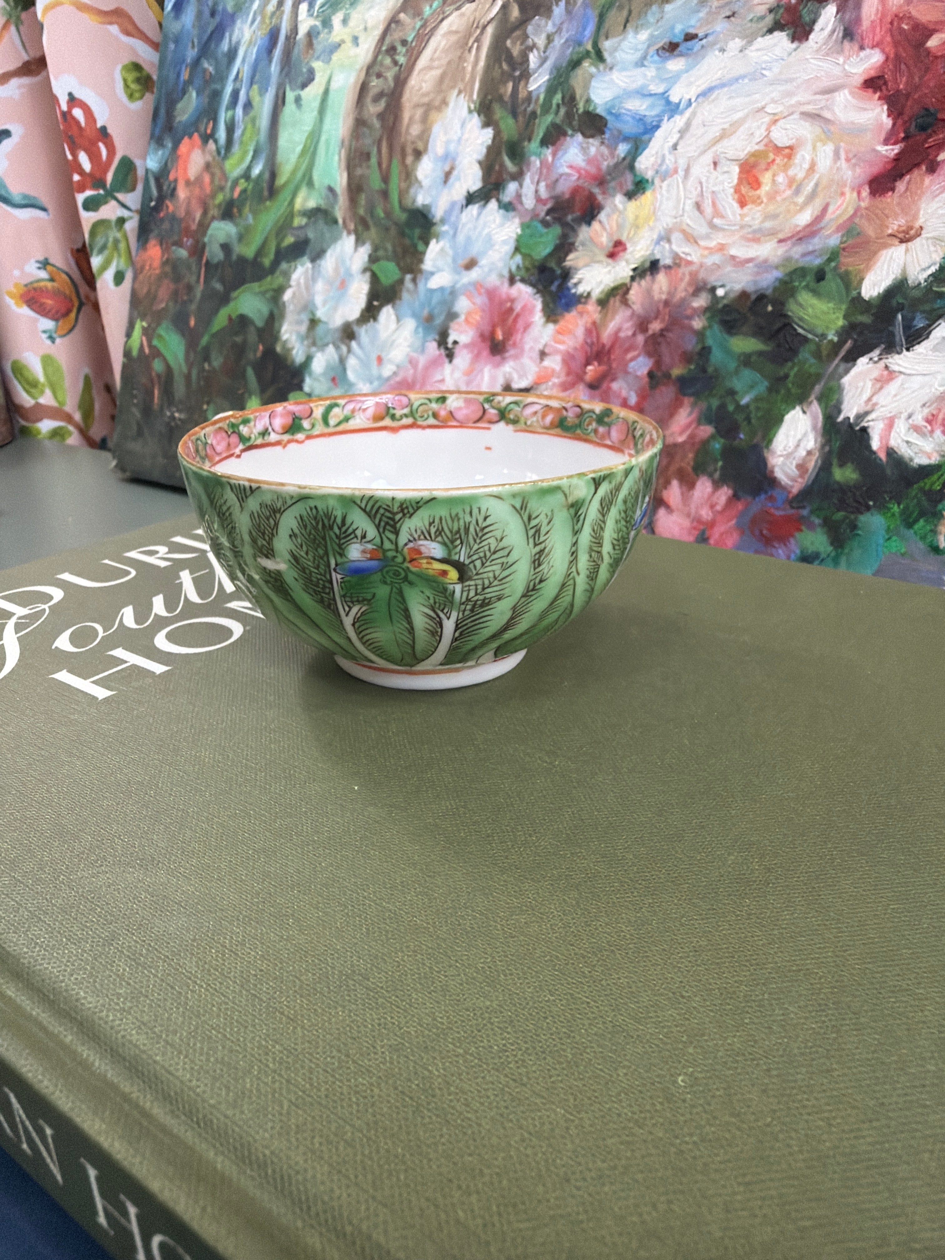 4” Rose Canton Rimmed Bok Choy Tea Cup