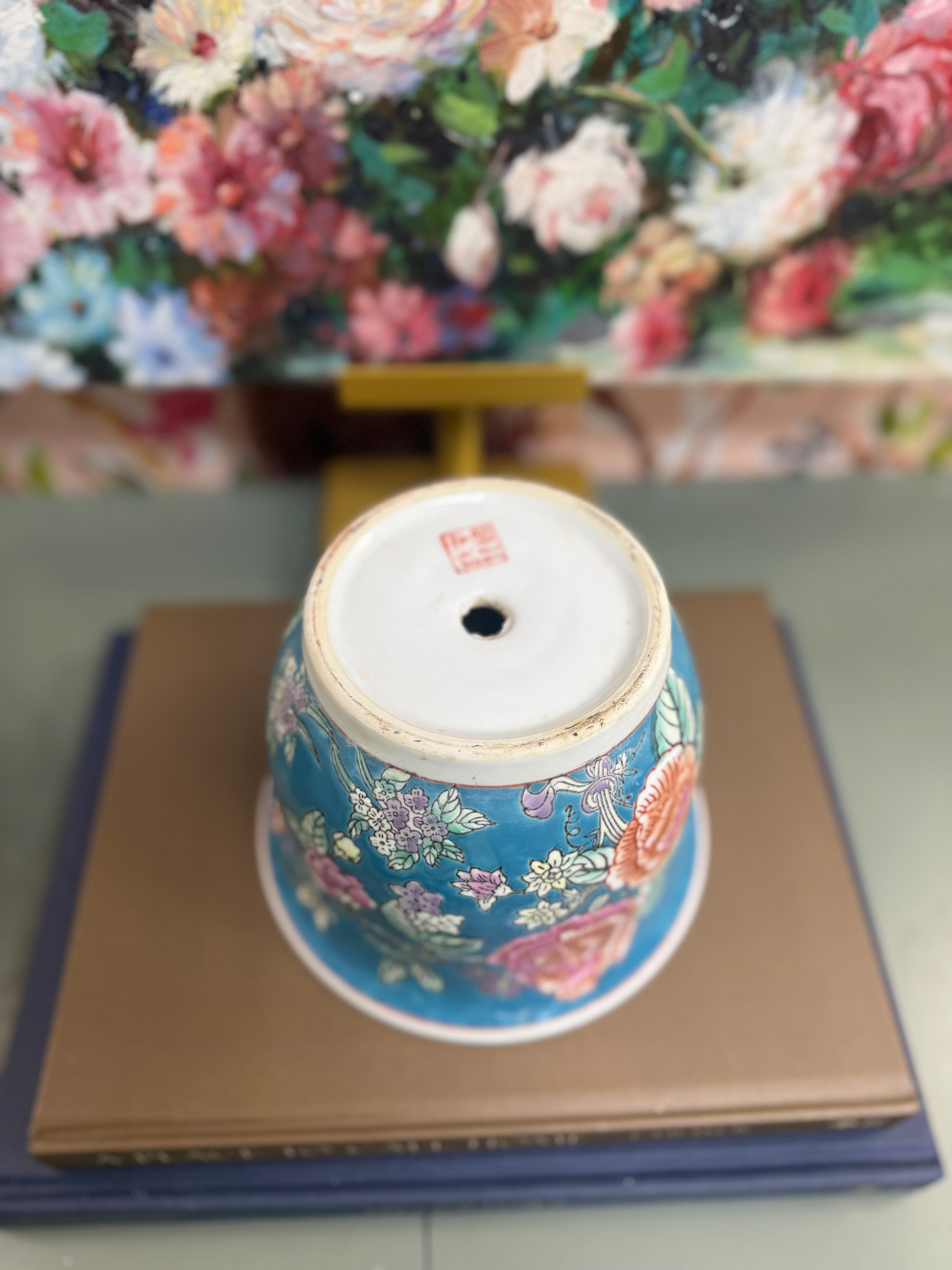 Blue Floral Planter
