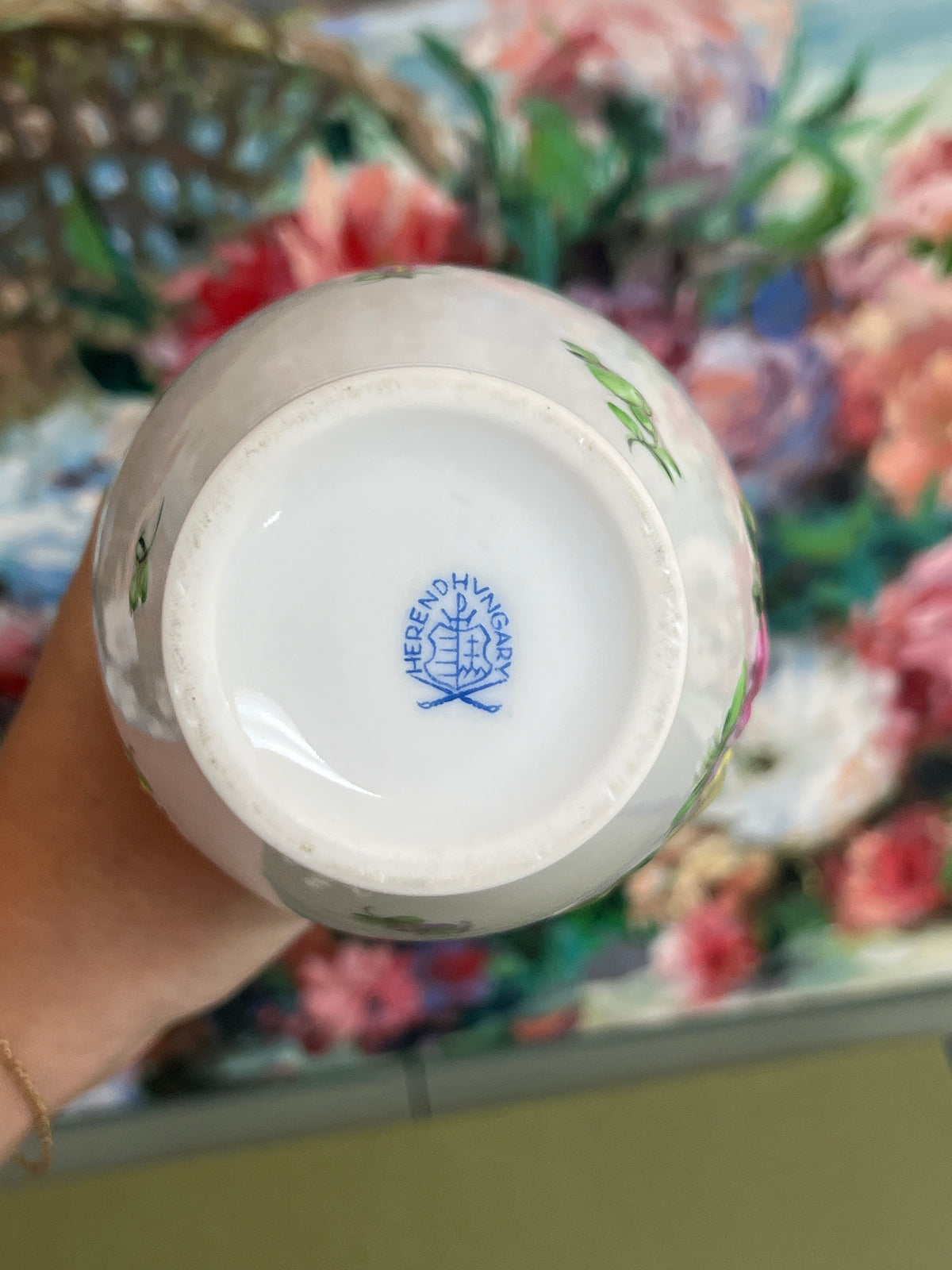 Colorful Floral Herend Bouquet Vase