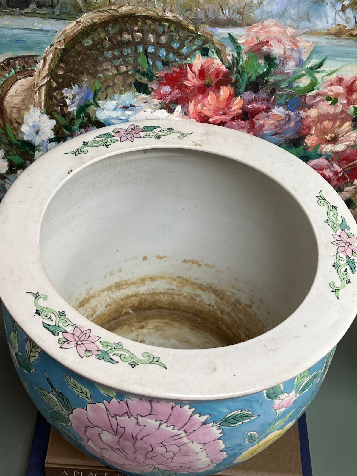 Medium Blue Floral Planter
