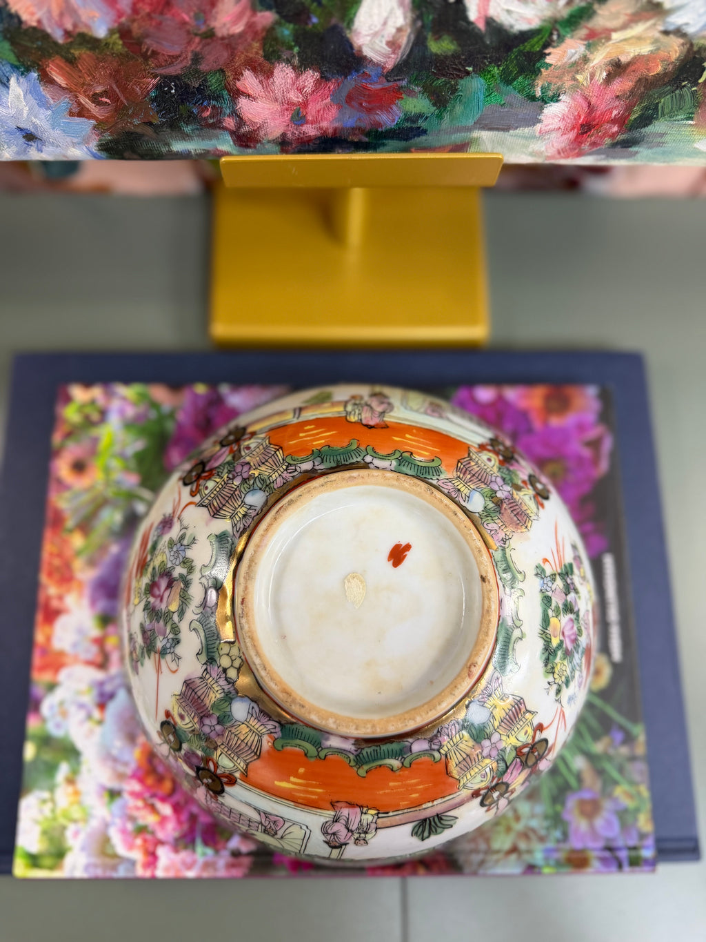 Vintage 8” Rose Medallion Squared Off Bowl