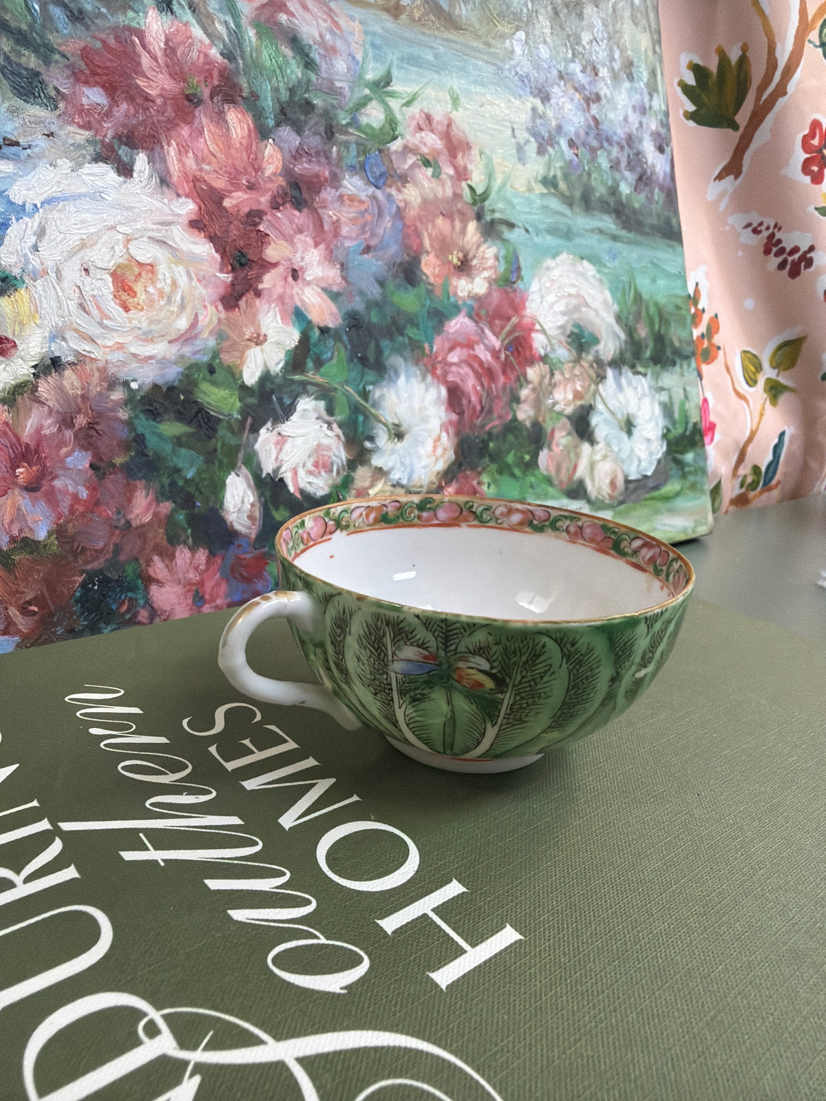 4” Rose Canton Rimmed Bok Choy Tea Cup