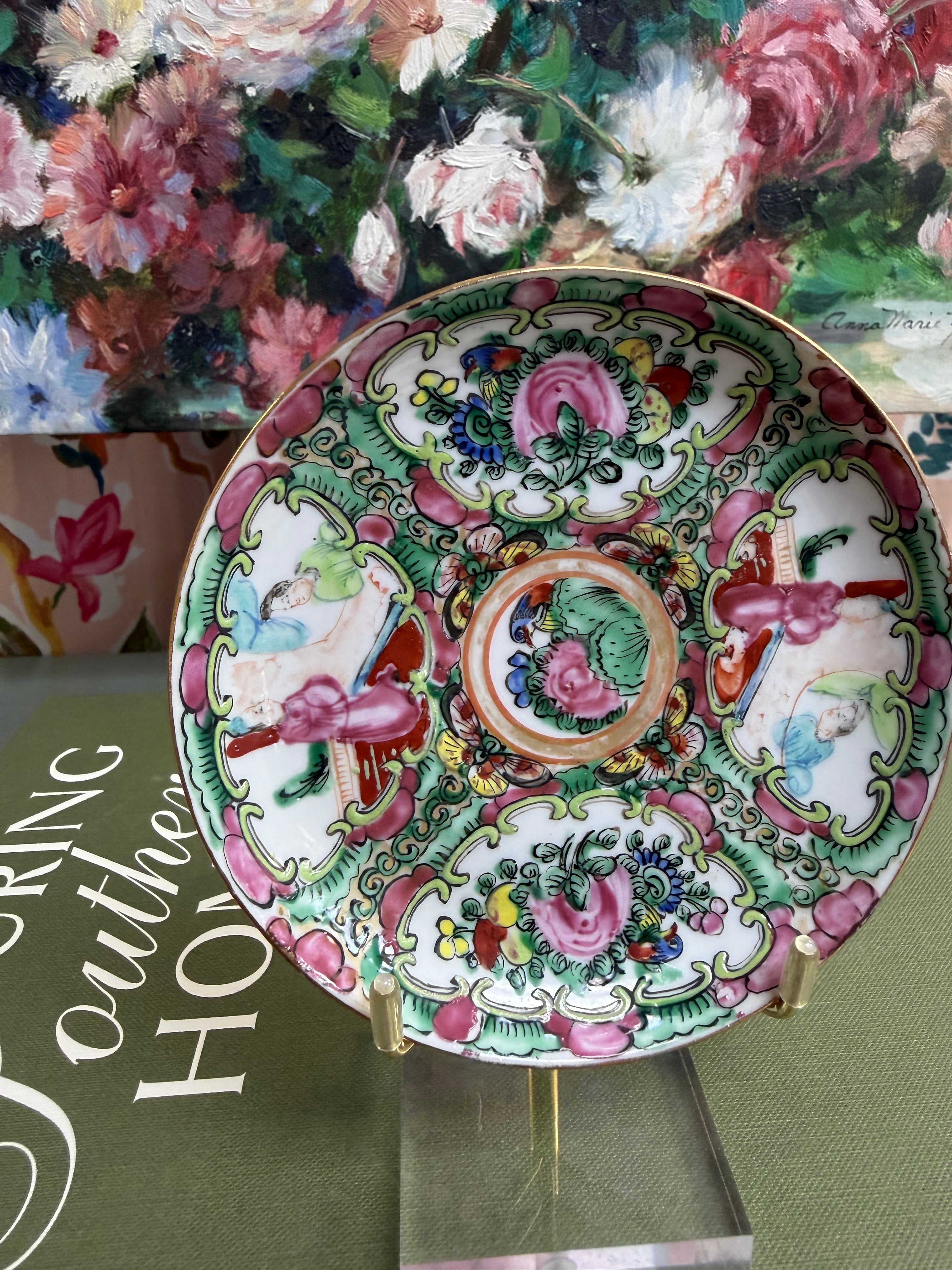 Vintage 4.25” Rose Medallion Saucer
