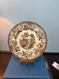 Brown Transfer-ware Dinner Plate