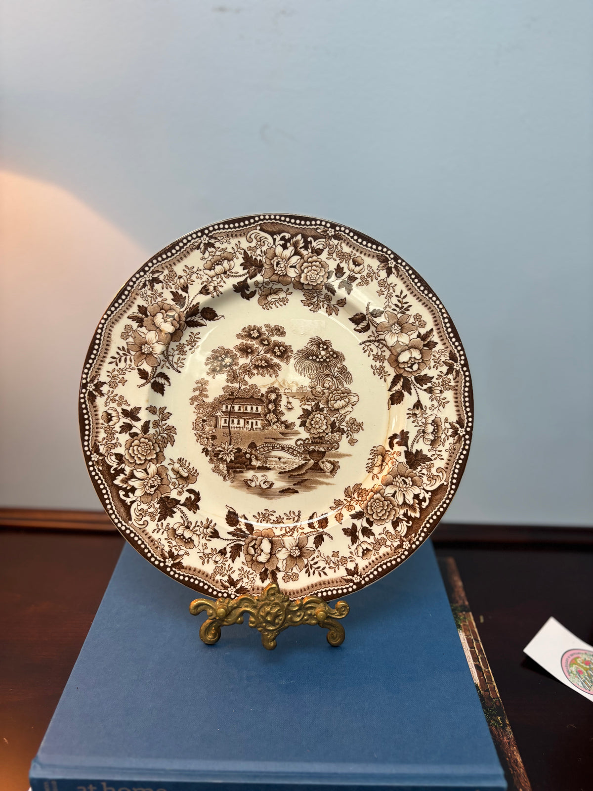 Brown Transfer-ware Dinner Plate