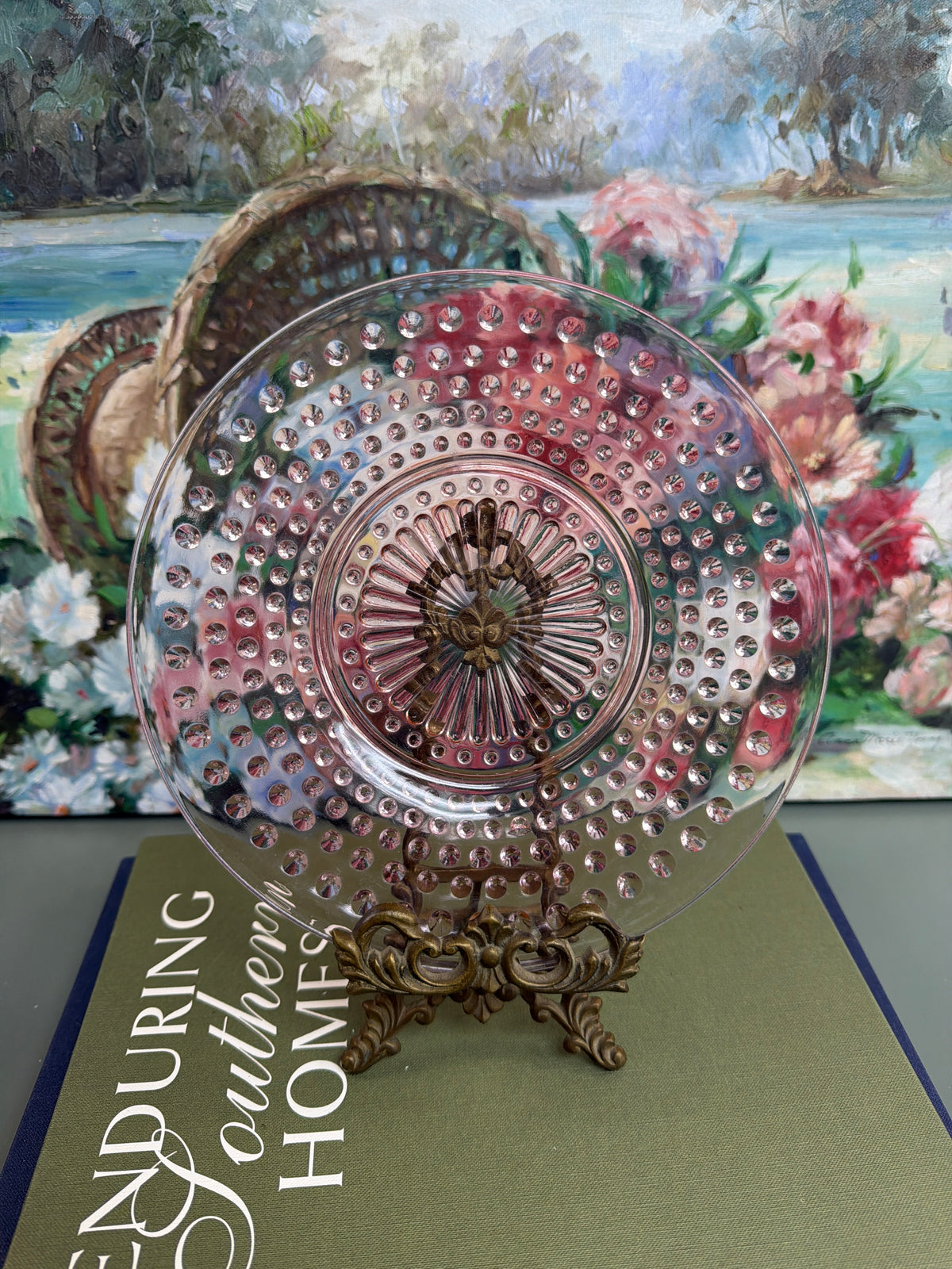 Large Light Pink Hobnail Saucer Glass Plate