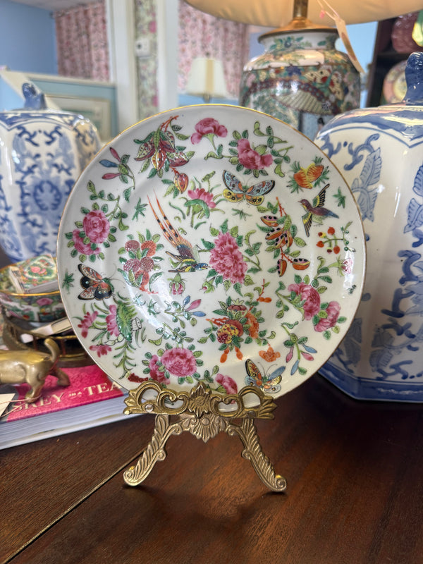 Antique White Rose Canton Plate