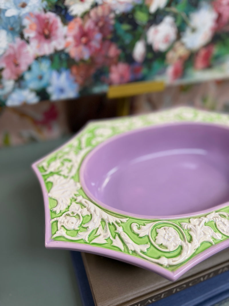 Purple and Green Octagonal Serving Dish