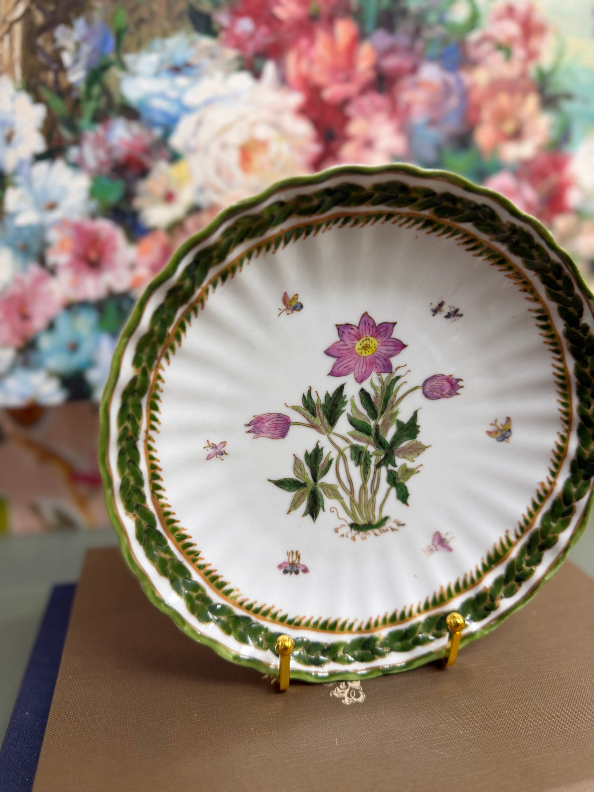 Vintage Botanical Purple Ruffled Plate