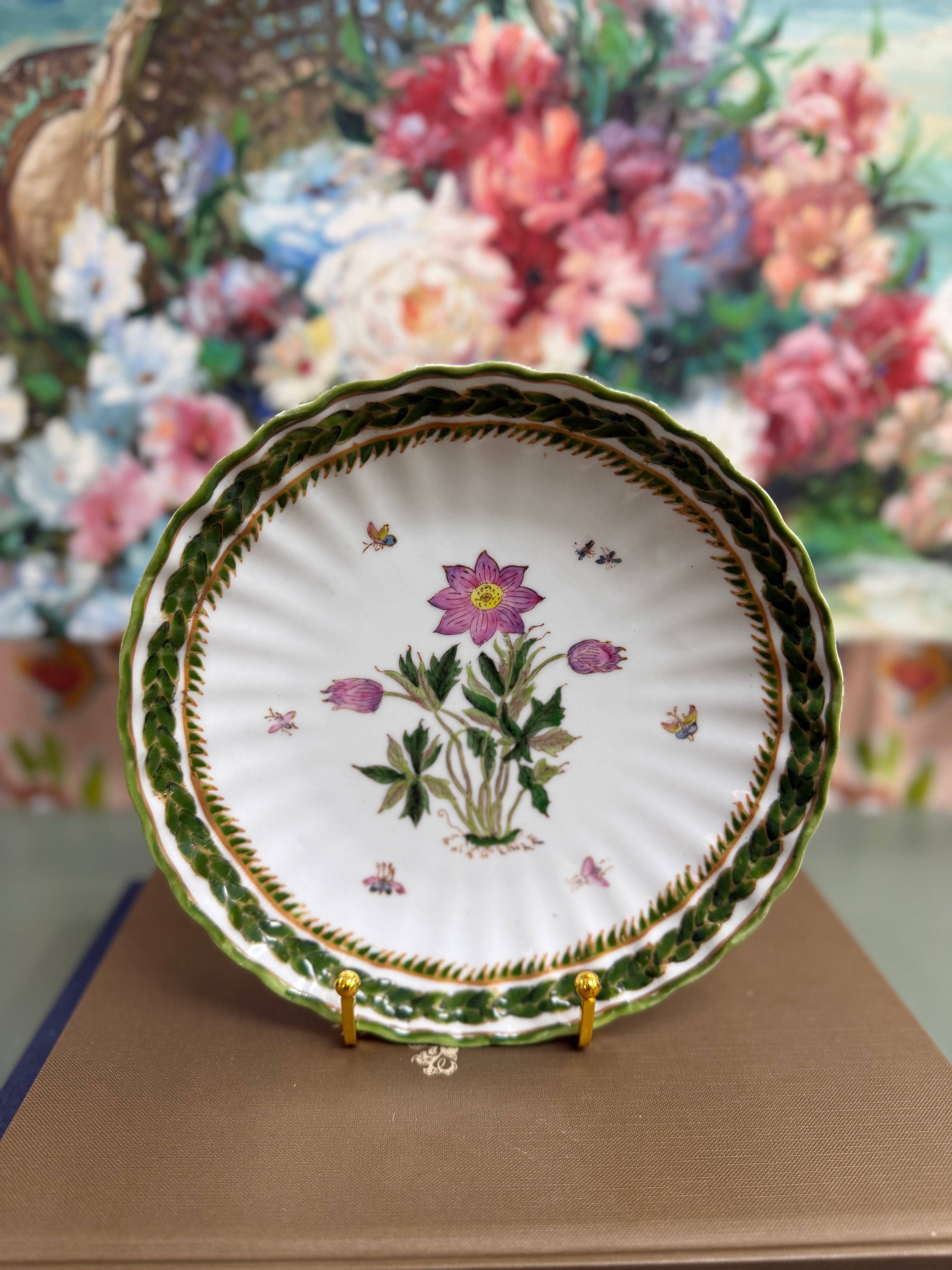 Vintage Botanical Purple Ruffled Plate