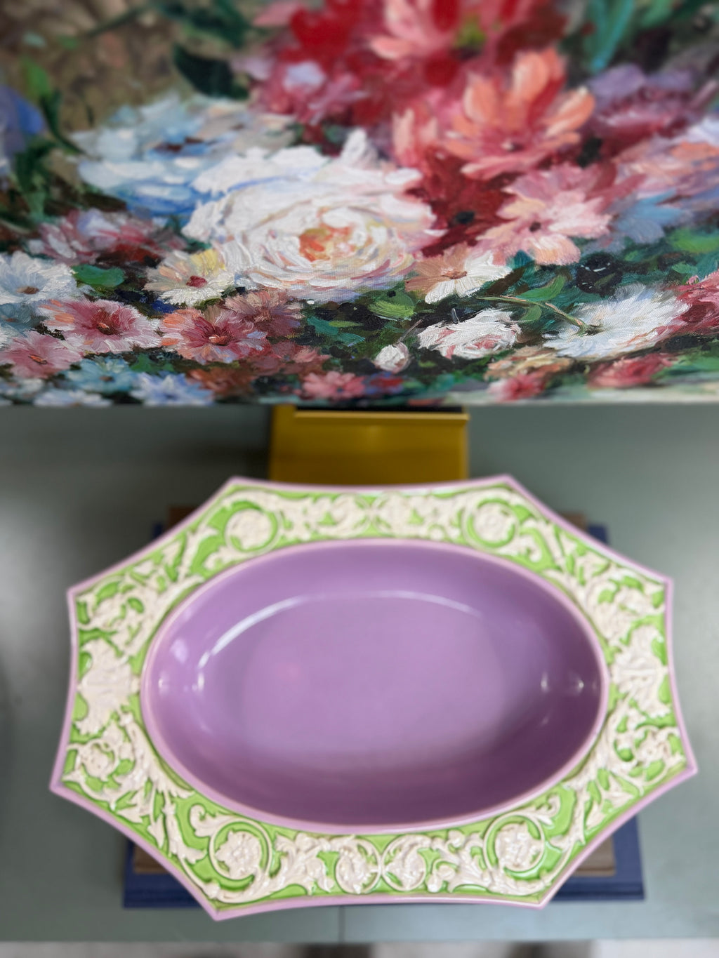 Purple and Green Octagonal Serving Dish