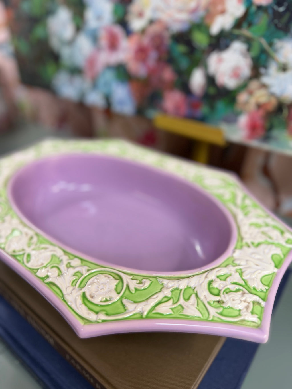 Purple and Green Octagonal Serving Dish