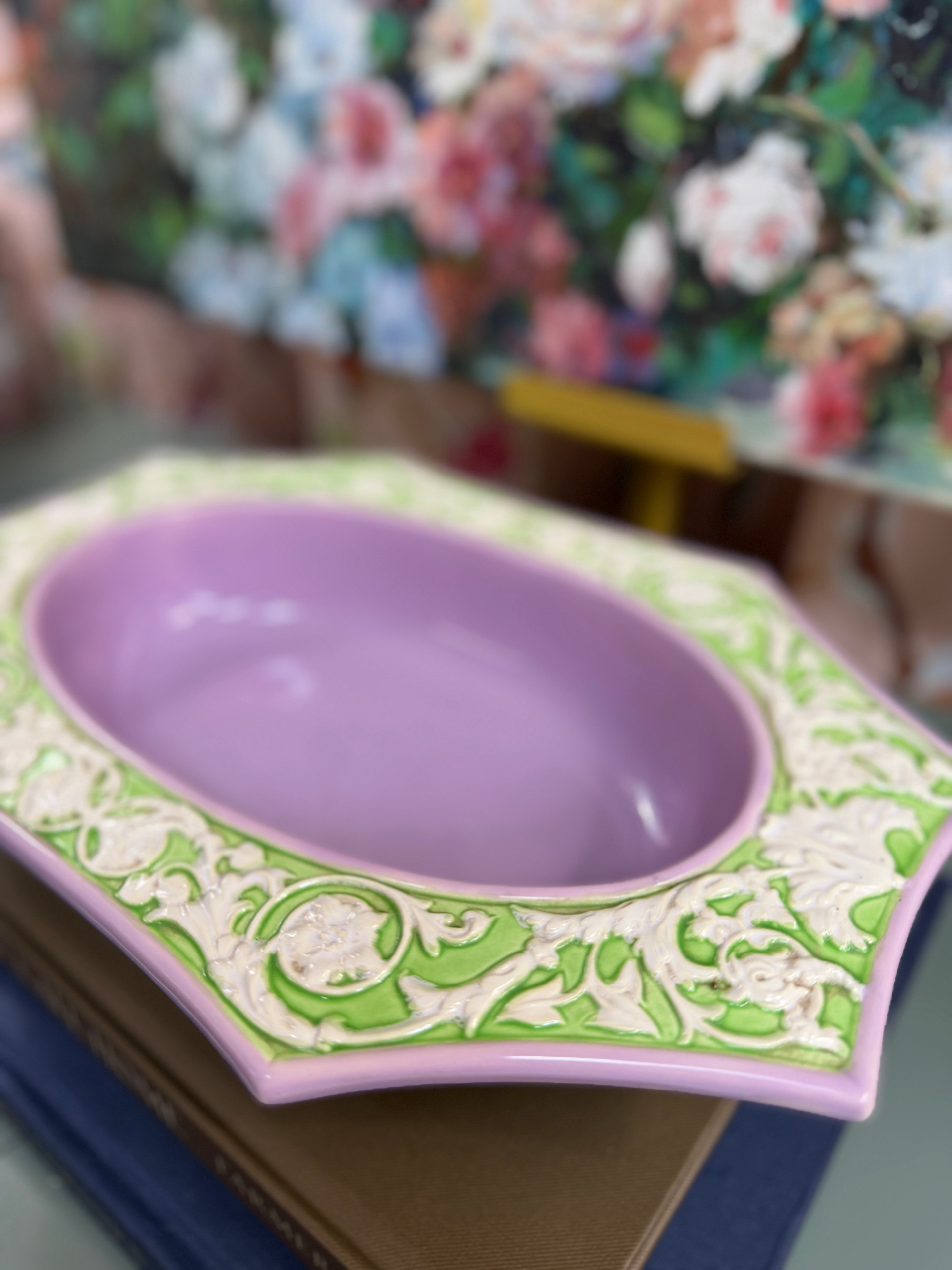 Purple and Green Octagonal Serving Dish
