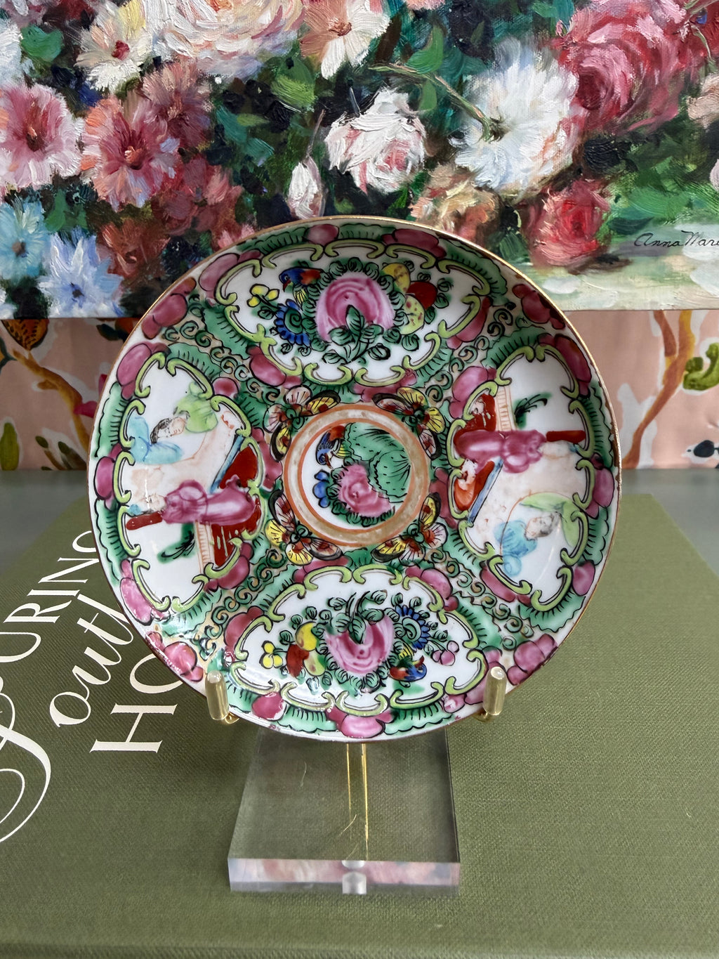 Vintage 4.25” Rose Medallion Saucer
