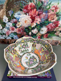 Vintage 12” Rose Medallion Lotus Bowl