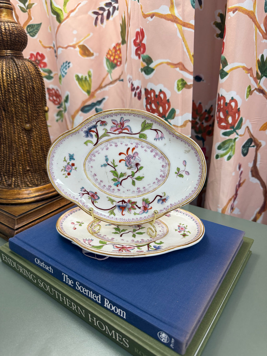 Antique Quatrefoil Floral Plate