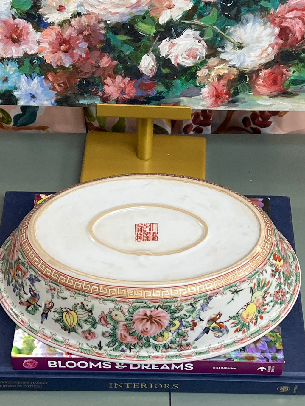 New Large Rose Canton Serving Bowl